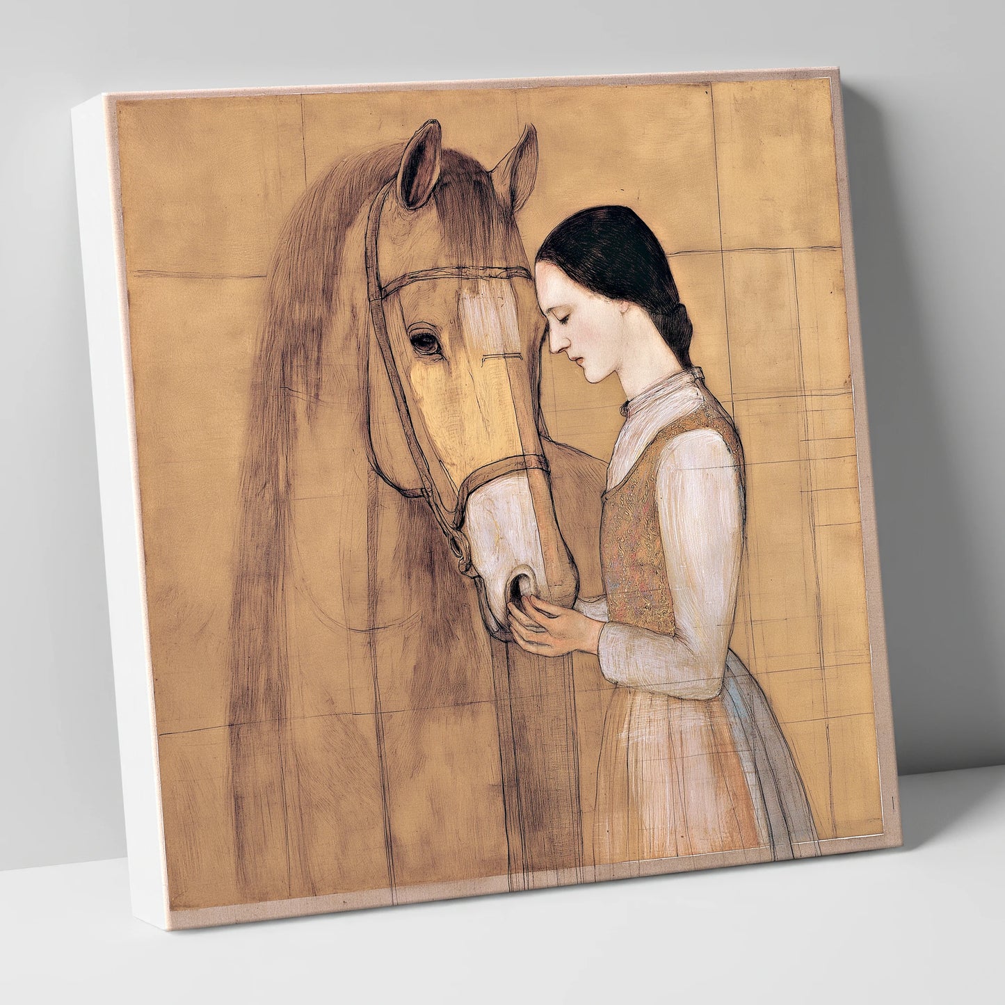 Quiet Connection horse & rider canvas wall art