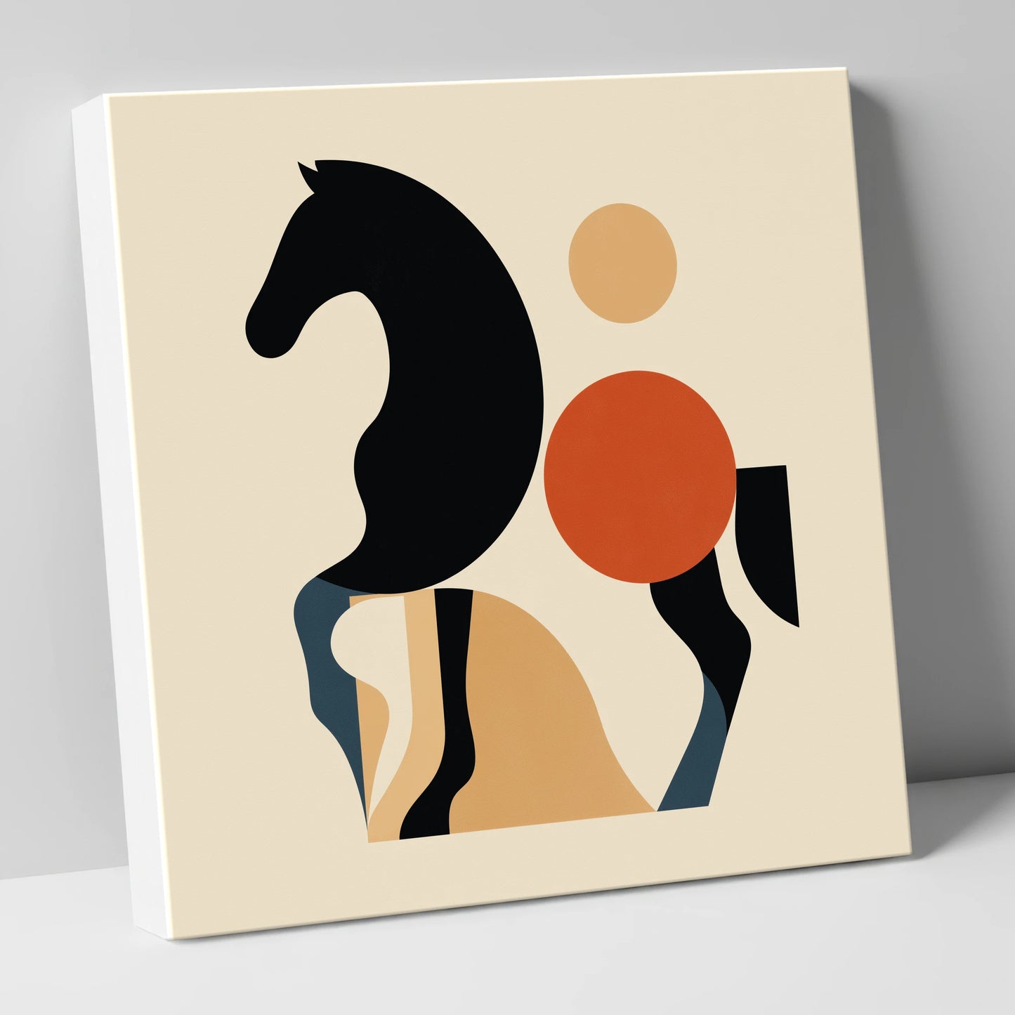Mid-Century Equine Form horse portrait canvas wall art