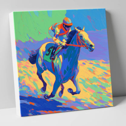 Technicolour Gallop racing horse canvas wall art