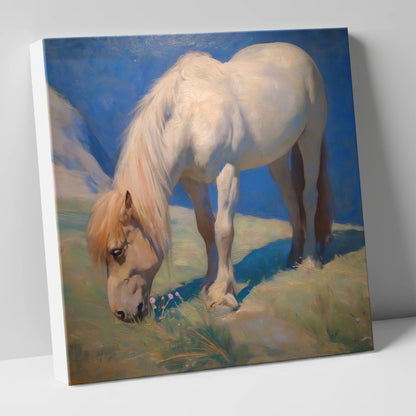 Sunlit Grazing horse breed canvas wall art