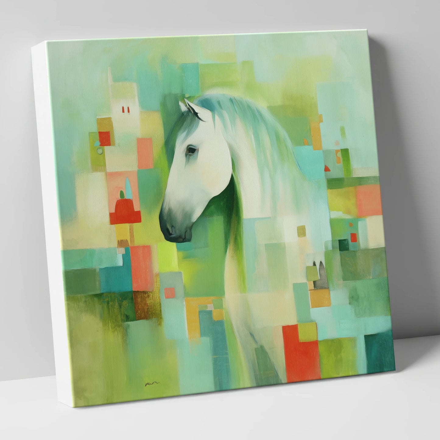 Abstract Grey Harmony horse breed canvas wall art