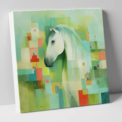 Abstract Grey Harmony horse breed canvas wall art