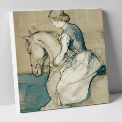 A Quiet Harmony horse & rider canvas wall art