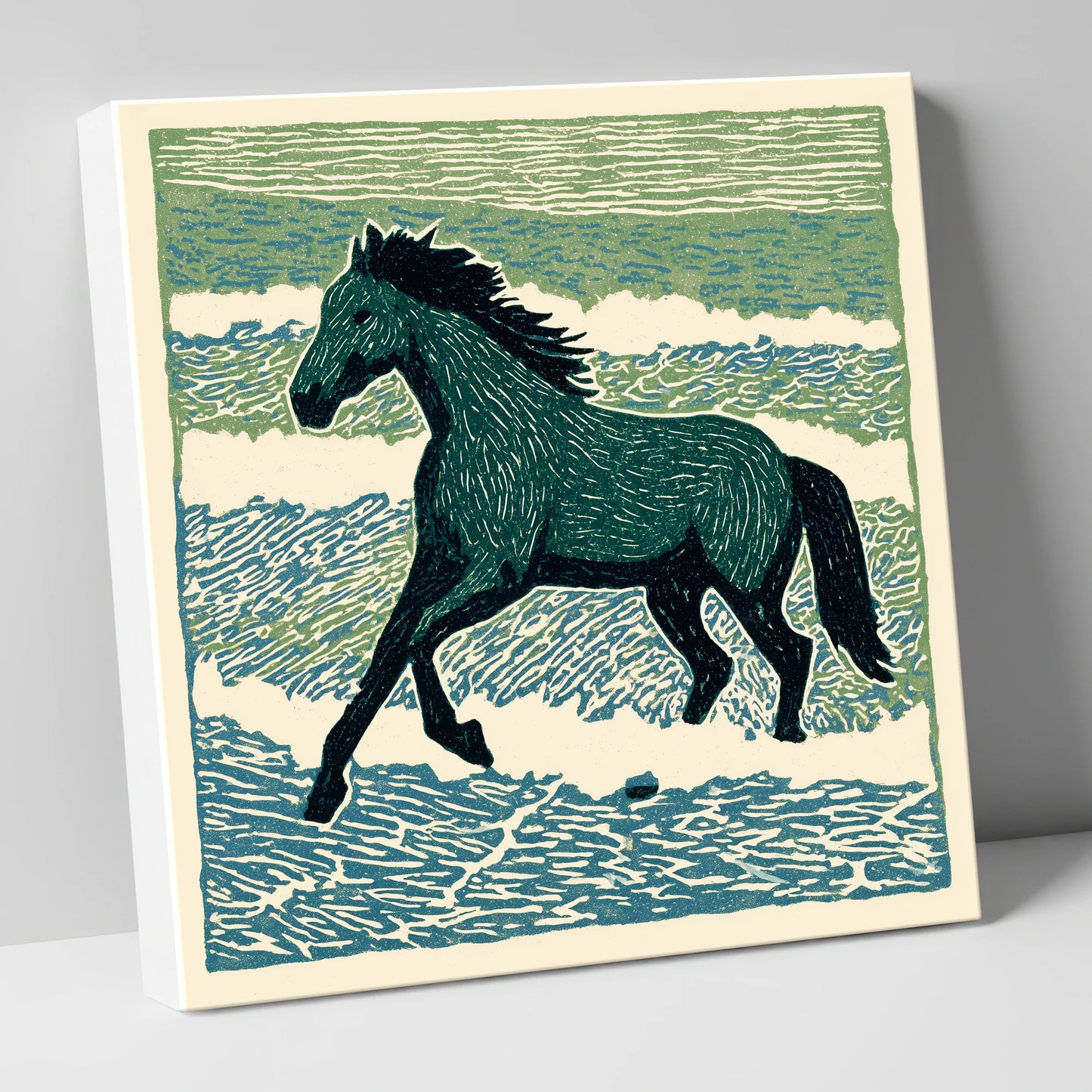 Surf and Stride beach horse canvas wall art