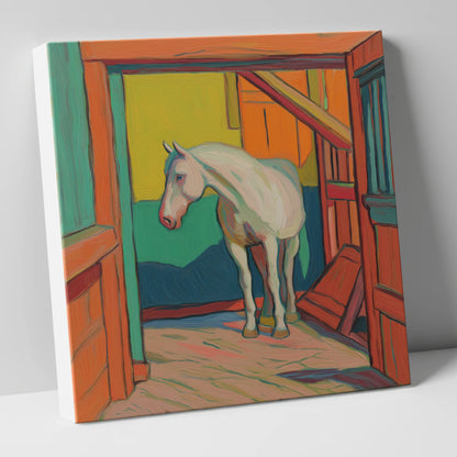The Vibrant Stable horse stable canvas wall art