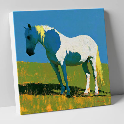 White Horse With Indigo Shadows horse breed canvas wall art