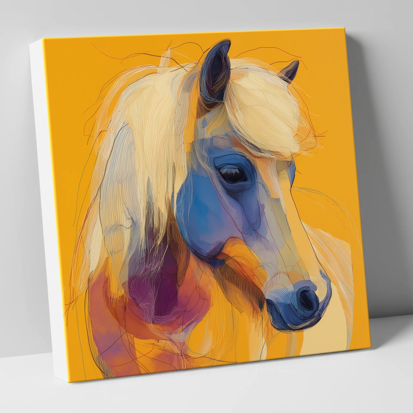 Cobalt and Gold Contour horse breed canvas wall art