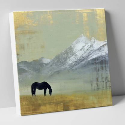 Gilded Mountain Solitude horse landscape canvas wall art