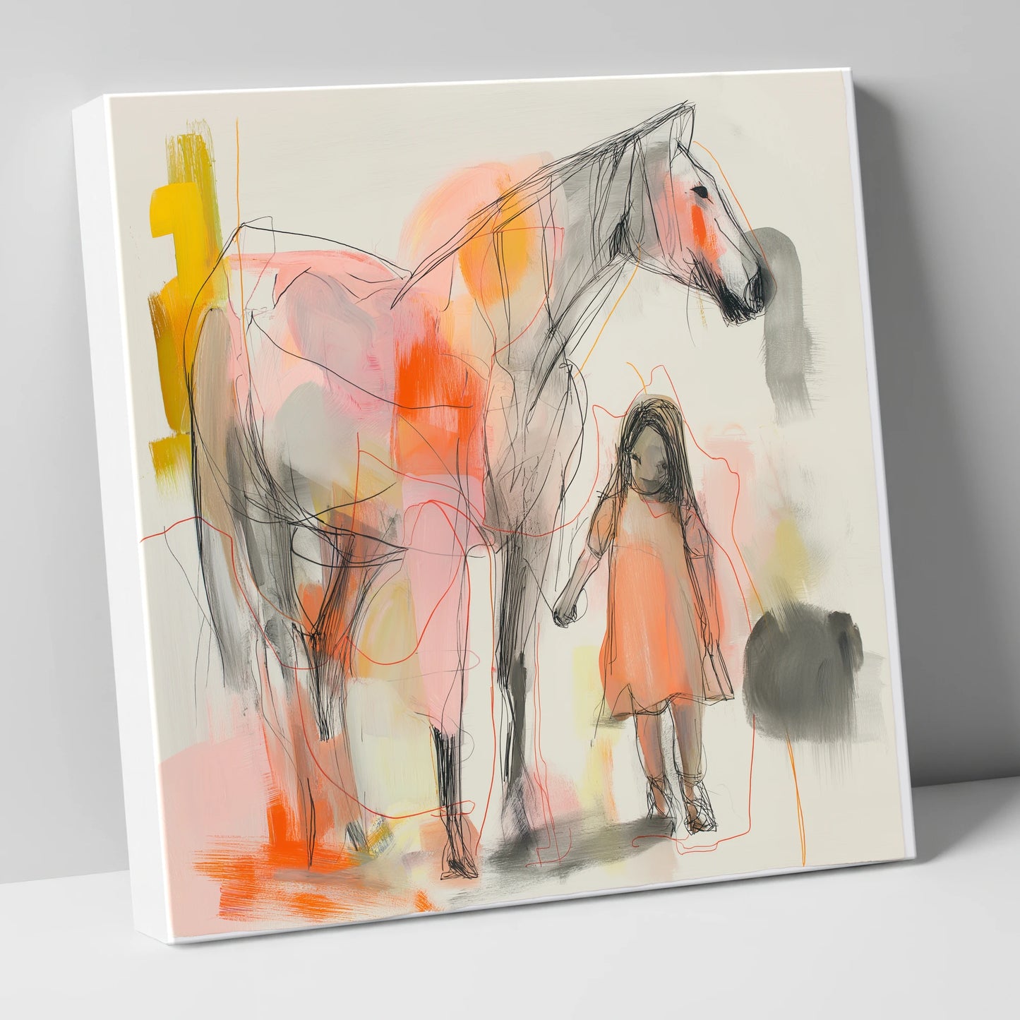 Vibrant First Bond horse & rider canvas wall art