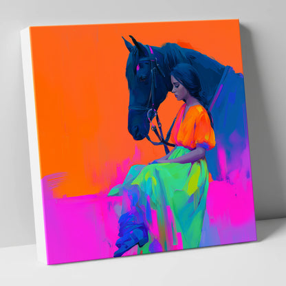 Vivid Connection horse & rider canvas wall art