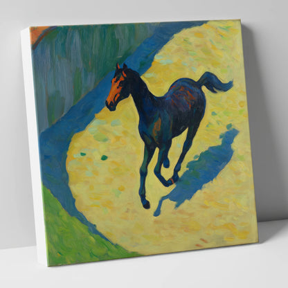 Cobalt Shadow Gallop racing horse canvas wall art