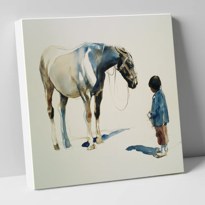 Silent Accord horse & rider canvas wall art