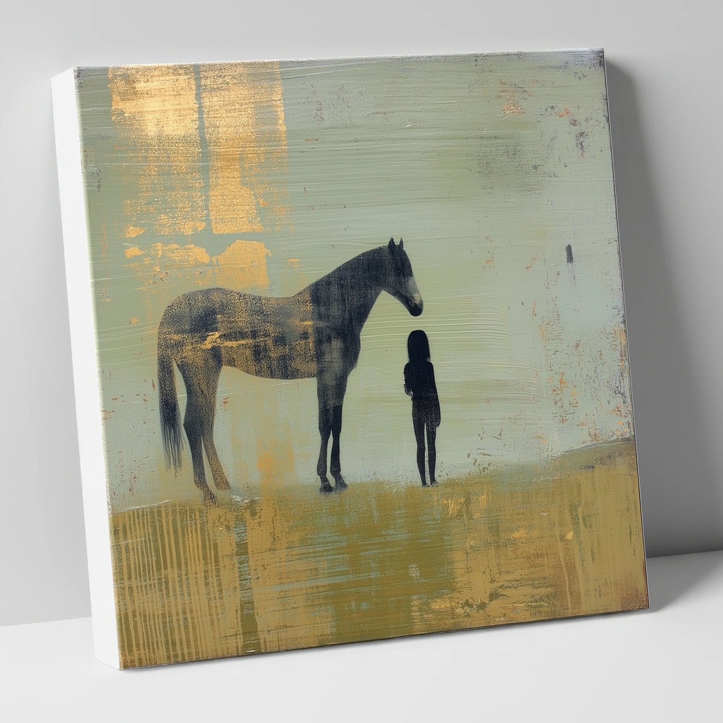 Gilded Connection horse & rider canvas wall art