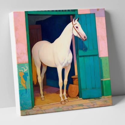 The Turquoise Door horse stable canvas wall art