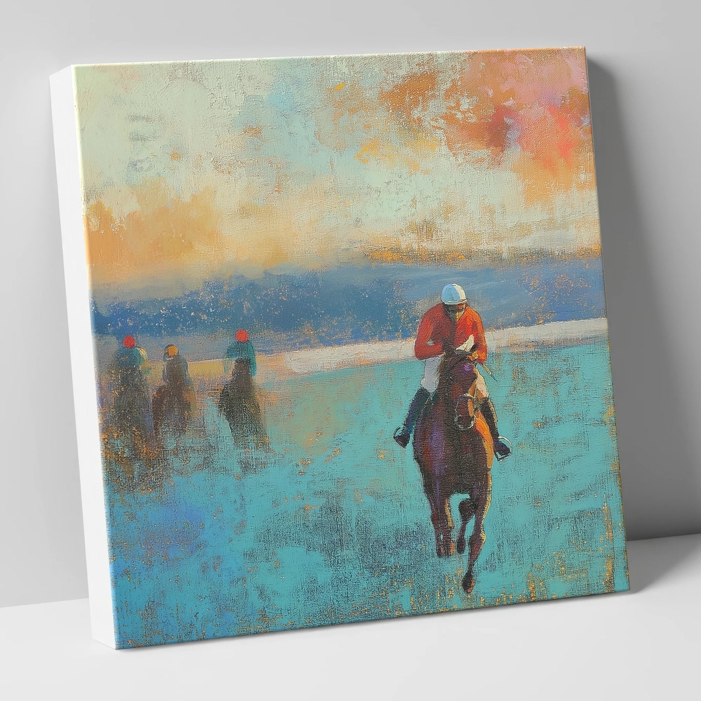 The Front Runner racing horse canvas wall art