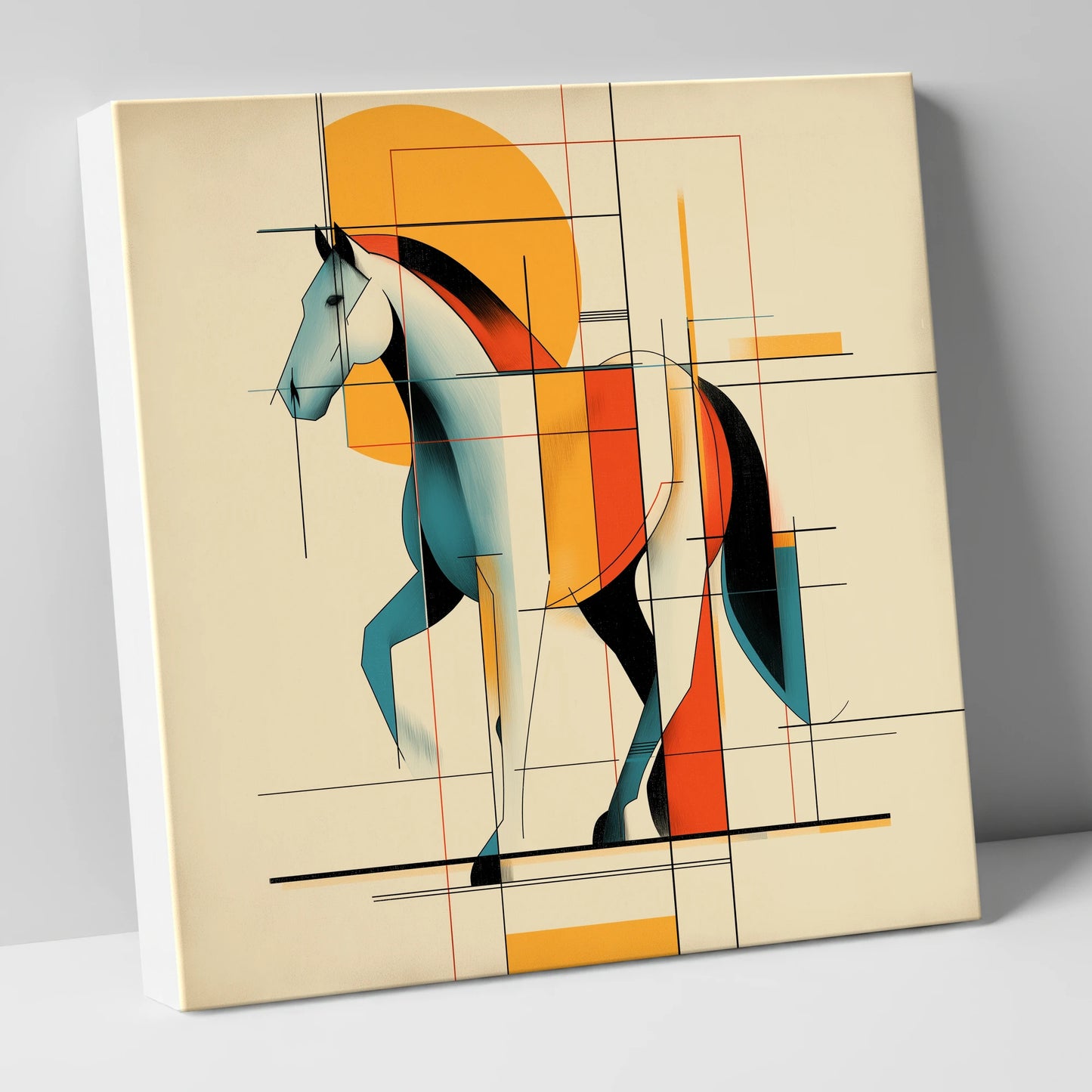 Geometric Equine Rhythm horse portrait canvas wall art