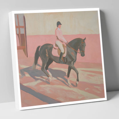 Dusty Pink Shadows dressage horse canvas wall art