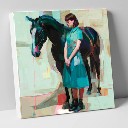 A Quiet Connection horse & rider canvas wall art