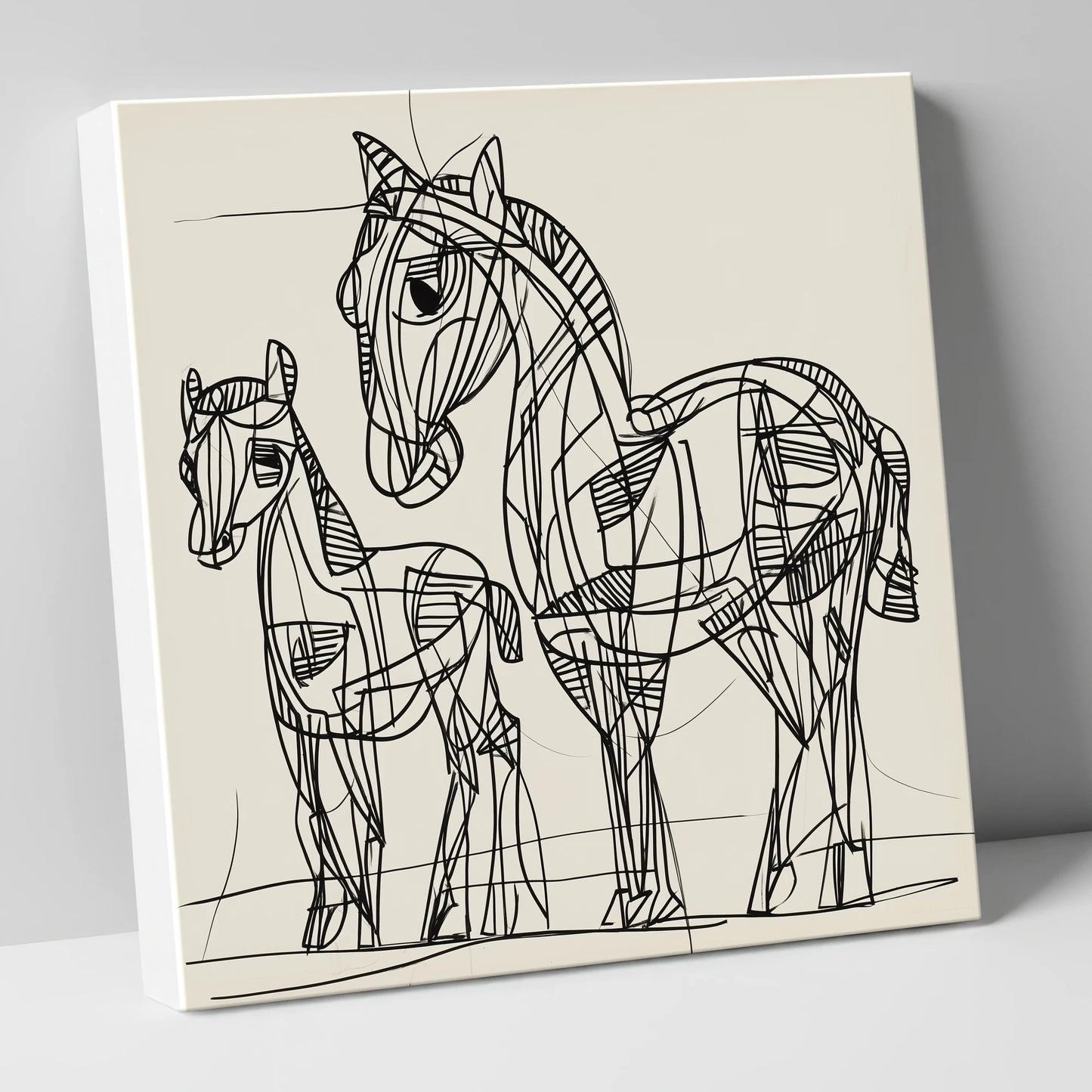 Linear Equine Bond mare & foal canvas wall art