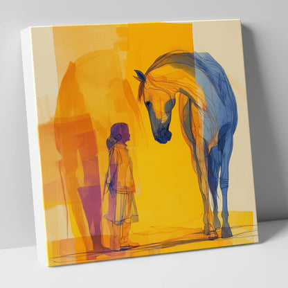 A Silent Understanding horse & rider canvas wall art