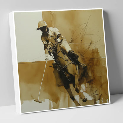 Sepia Polo Momentum polo horse canvas wall art