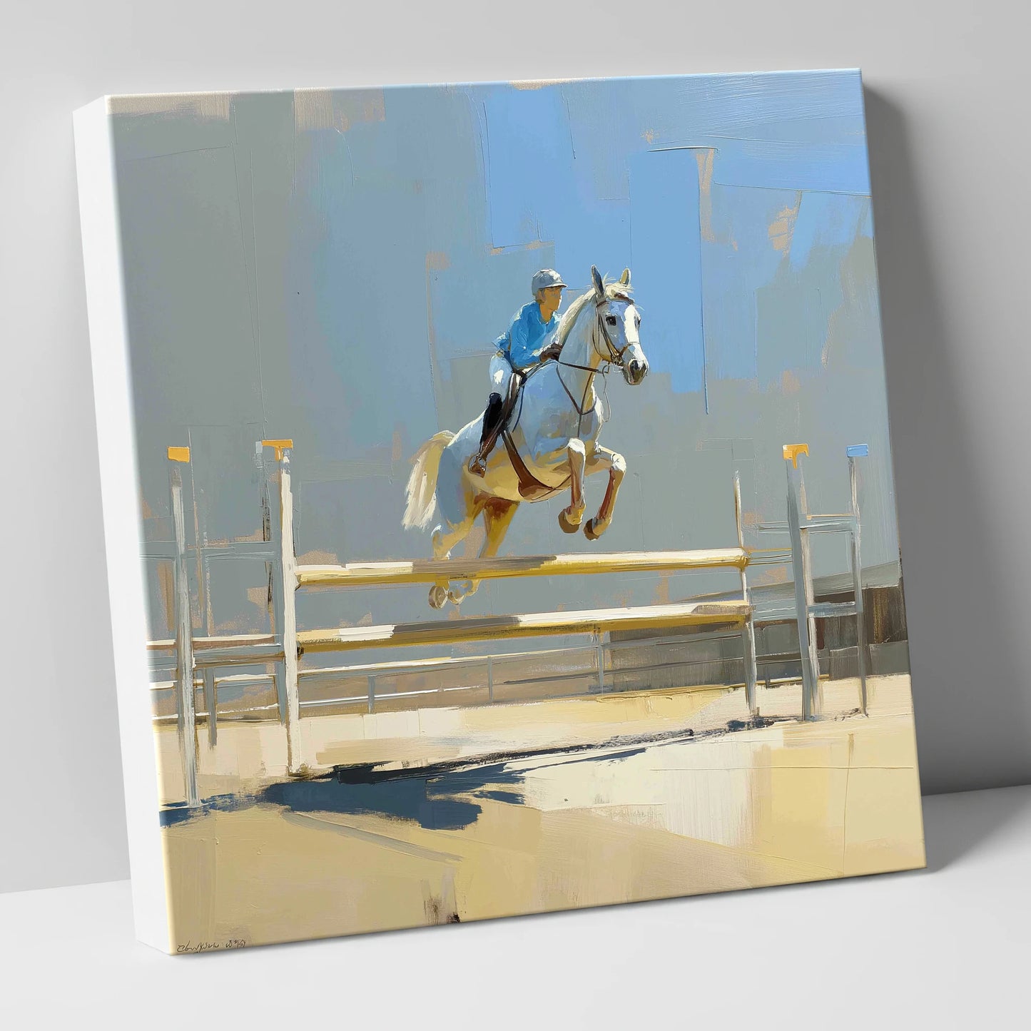 Sunlit Flight show jumping horse canvas wall art