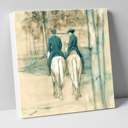 The Woodland Hack horse & rider canvas wall art
