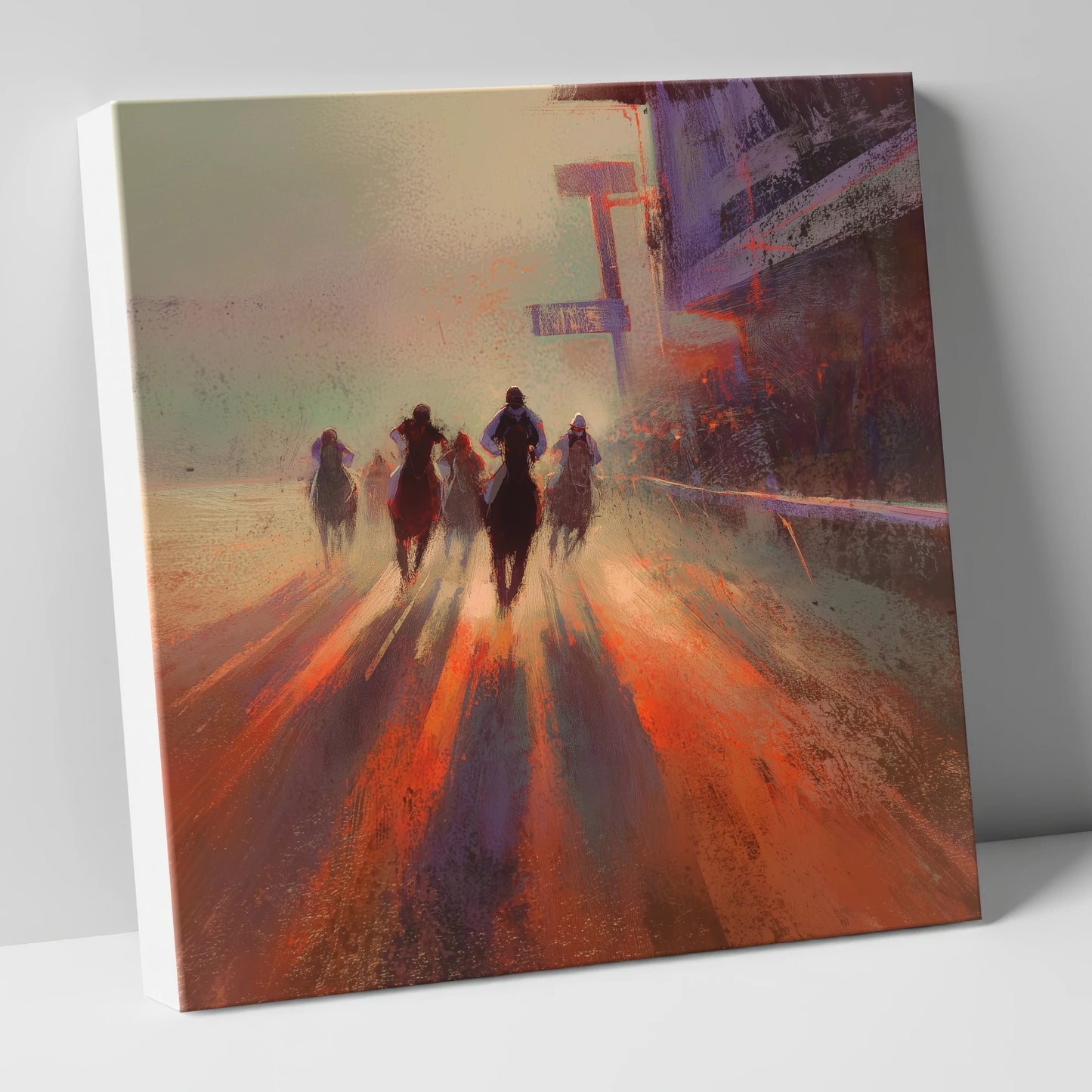 Shadows on the Track racing horse canvas wall art