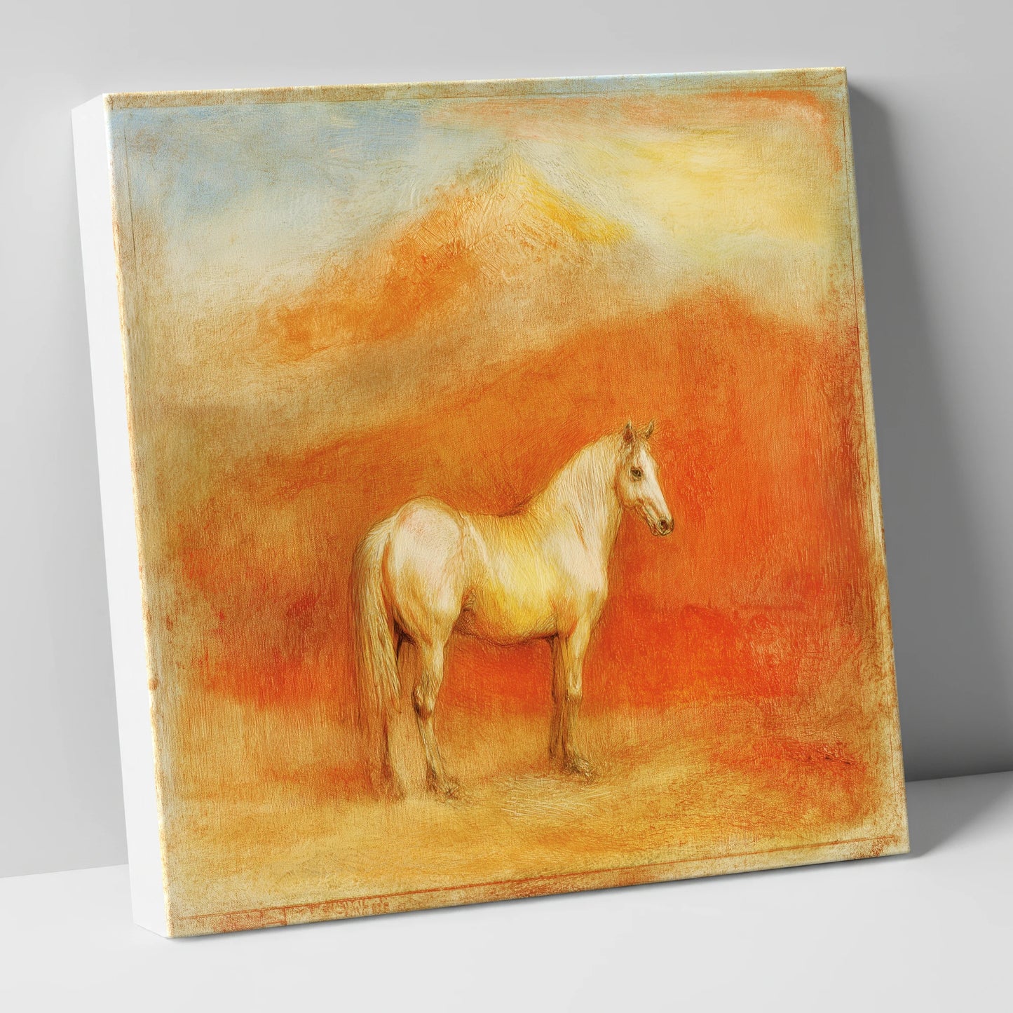 Ethereal Mountain Grey horse portrait canvas wall art