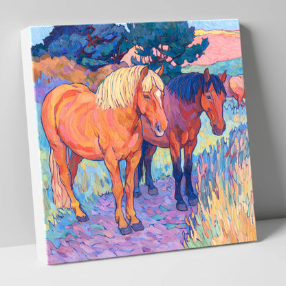 Sunset Pasture Companions horse landscape canvas wall art