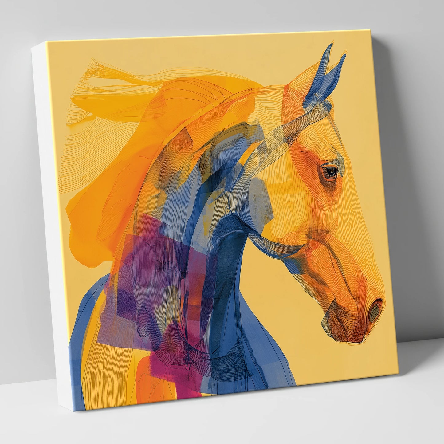 Vibrant Contour Profile horse breed canvas wall art