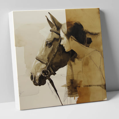 Quiet Connection horse & rider canvas wall art