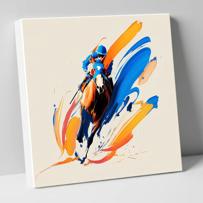 Blue Silks Surging racing horse canvas wall art