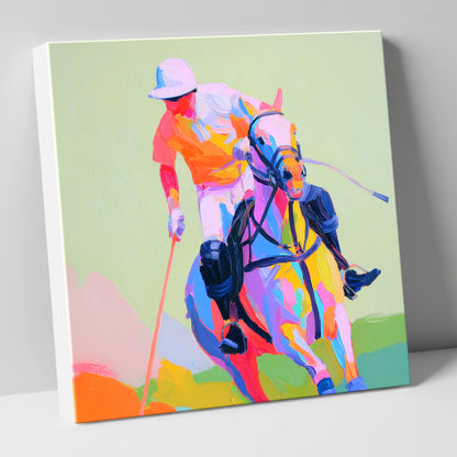 Technicolour Drive polo horse canvas wall art