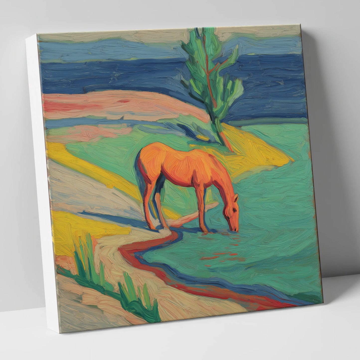 The Vivid Oasis horse landscape canvas wall art