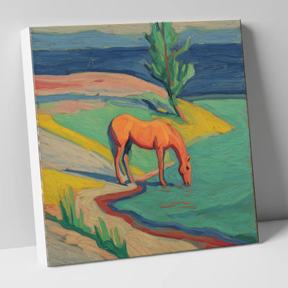 The Vivid Oasis horse landscape canvas wall art