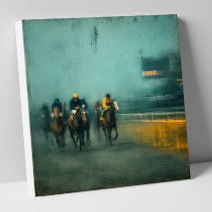 Thundering Through The Mist racing horse canvas wall art