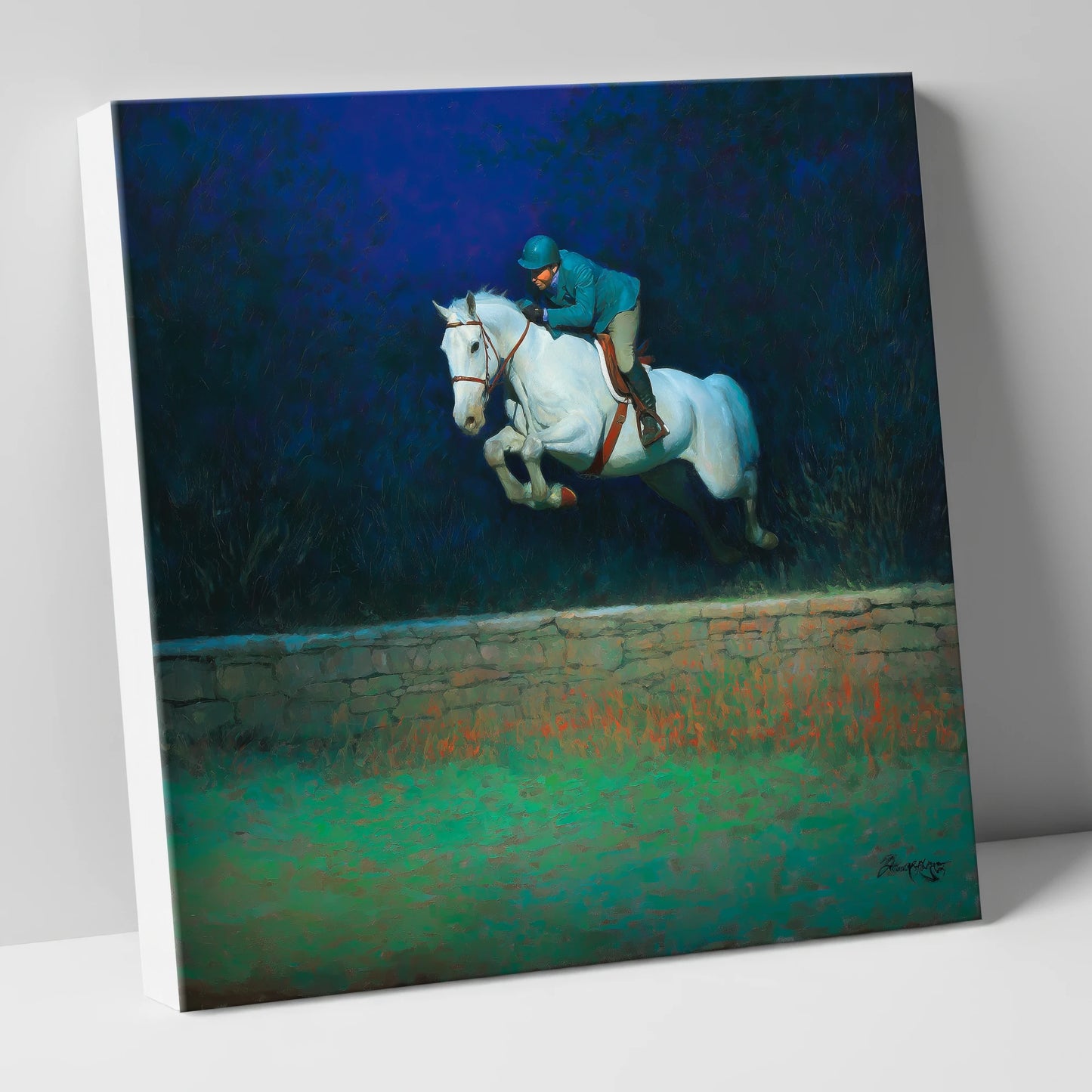Moonlit Flight show jumping horse canvas wall art