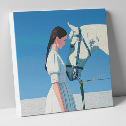 Silent Dialogue horse & rider canvas wall art