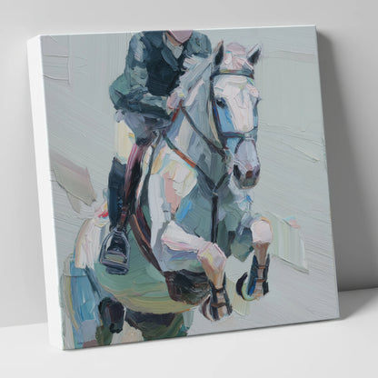 Flight in Grey show jumping horse canvas wall art