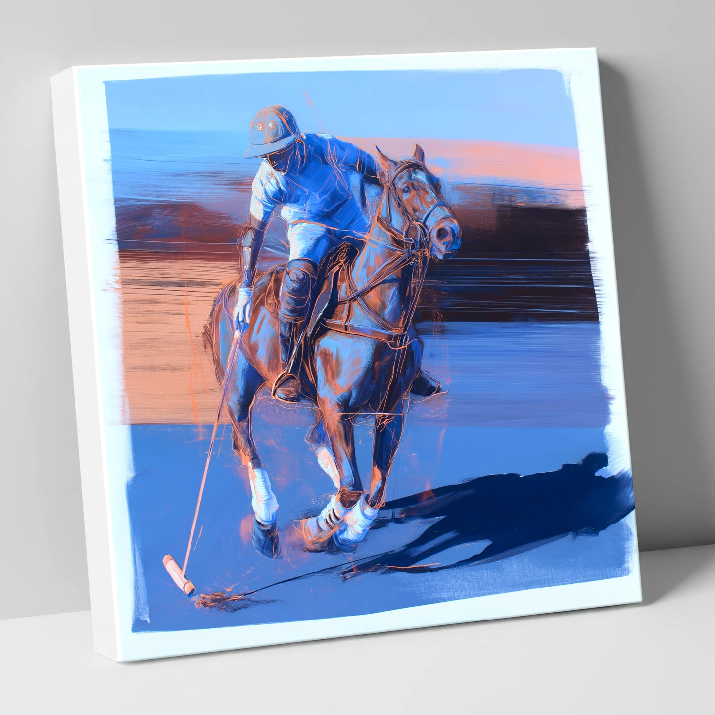 The Cobalt Chukka polo horse canvas wall art