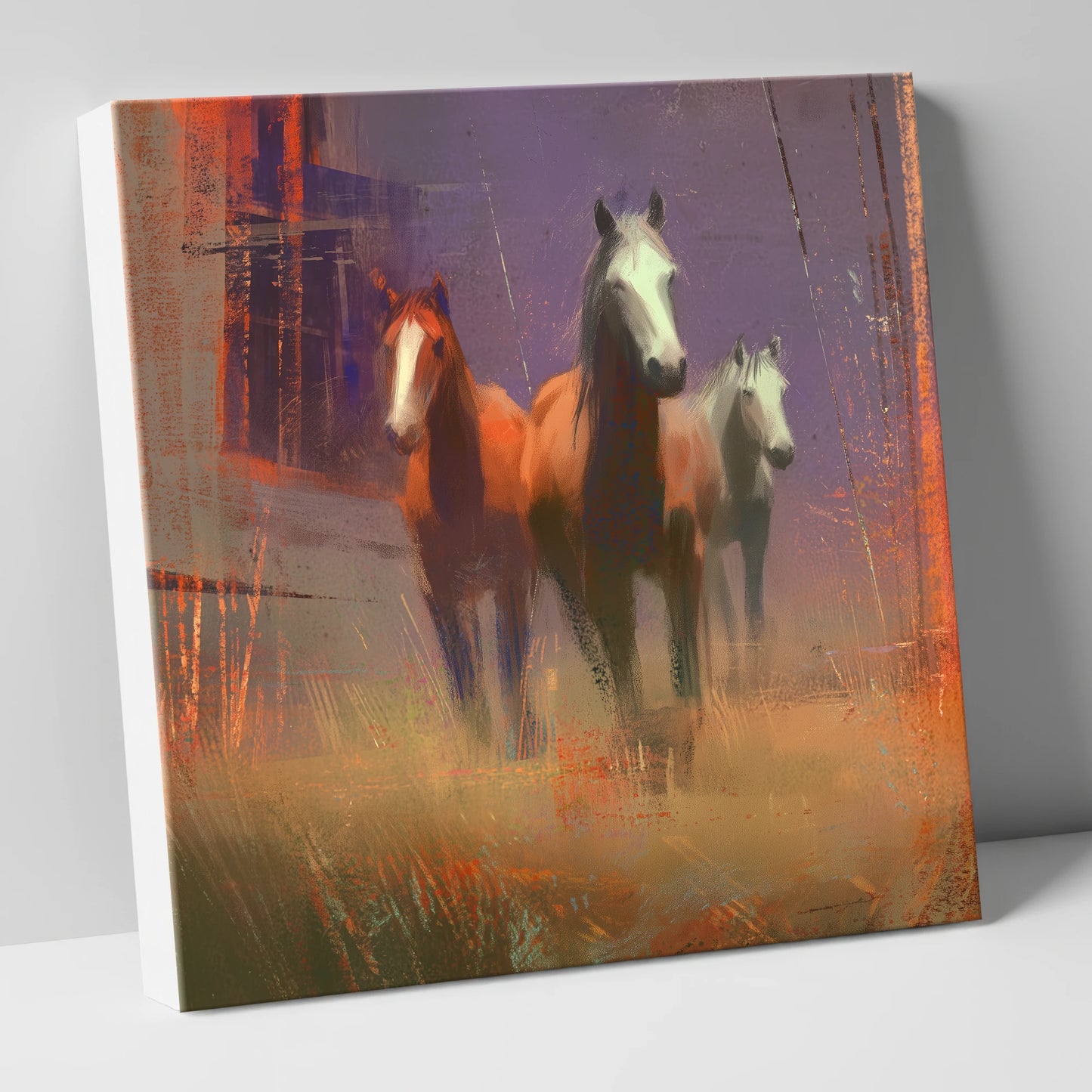 Haze and Embers wild horses canvas wall art