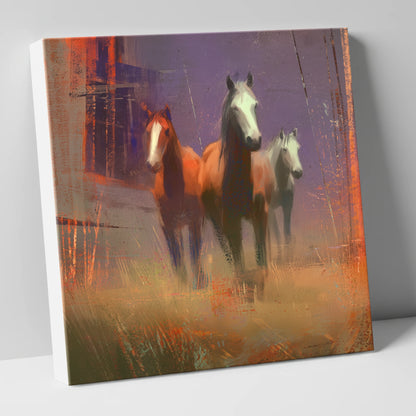 Haze and Embers wild horses canvas wall art