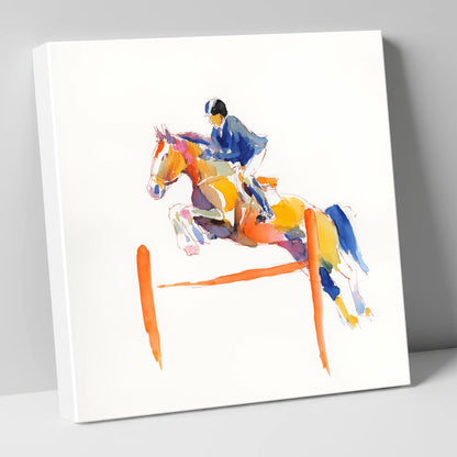 Vibrant Clear Round show jumping horse canvas wall art