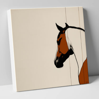 Minimalist Chestnut Silhouette horse portrait canvas wall art