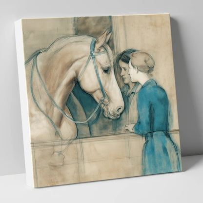 A Gentle Exchange horse & rider canvas wall art