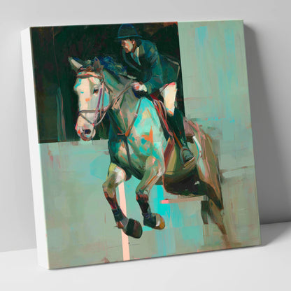 Suspended in Colour show jumping horse canvas wall art