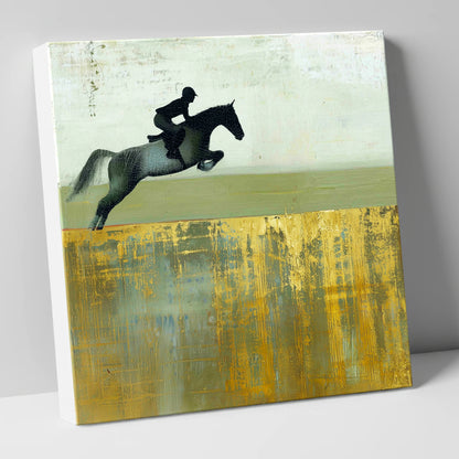 Golden Momentum show jumping horse canvas wall art