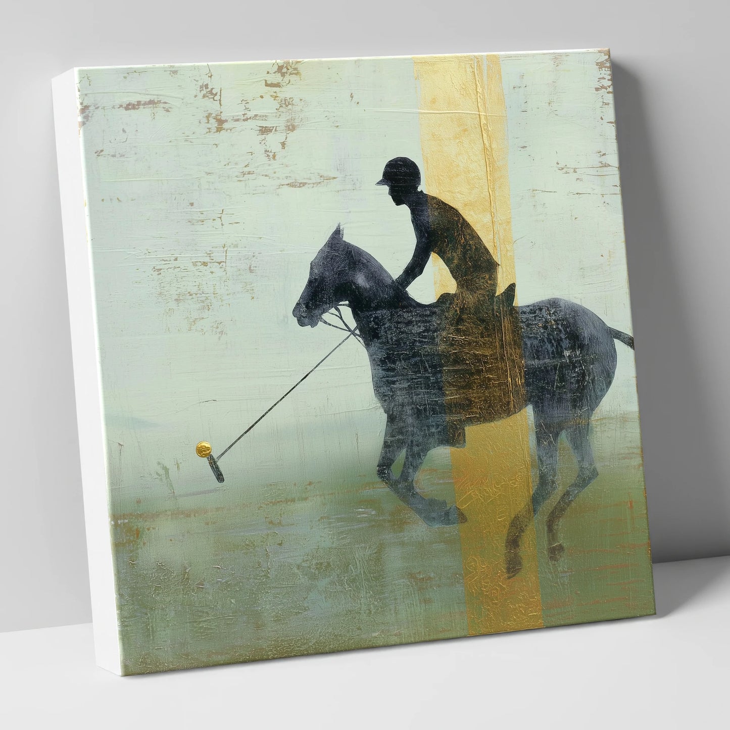 Gilded Chukka polo horse canvas wall art