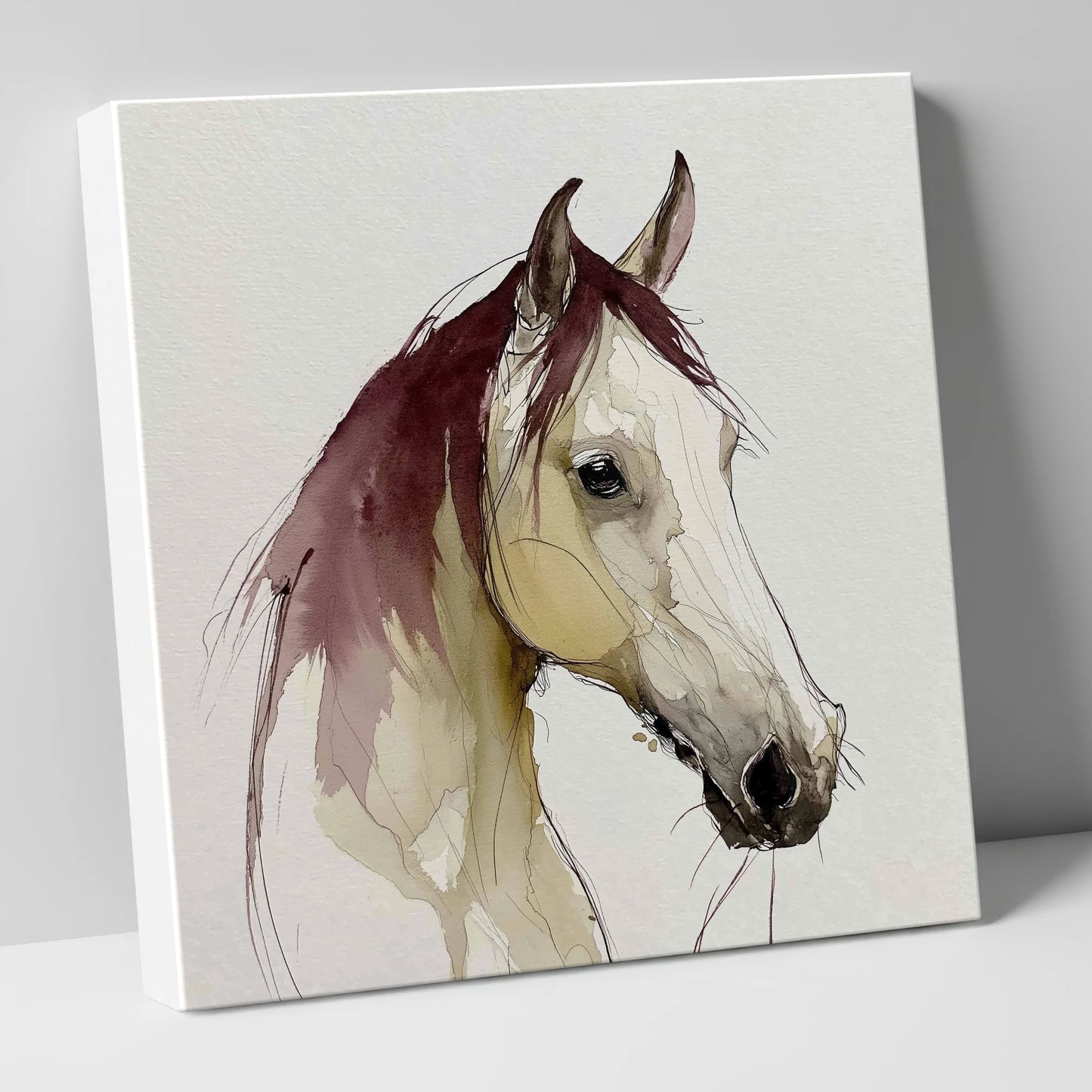 Elegant Plum Wash Portrait horse portrait canvas wall art